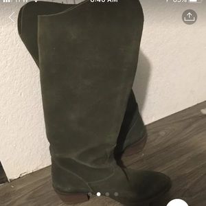 Green suede boots size 9